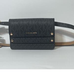 Michael Kors Jet Set Tri-Color Logo Gray Waist/Belt Crossbody Bag L/XL USED